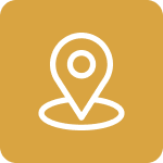 Map pin icon on a gold background