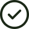 A check mark inside a gray circle.