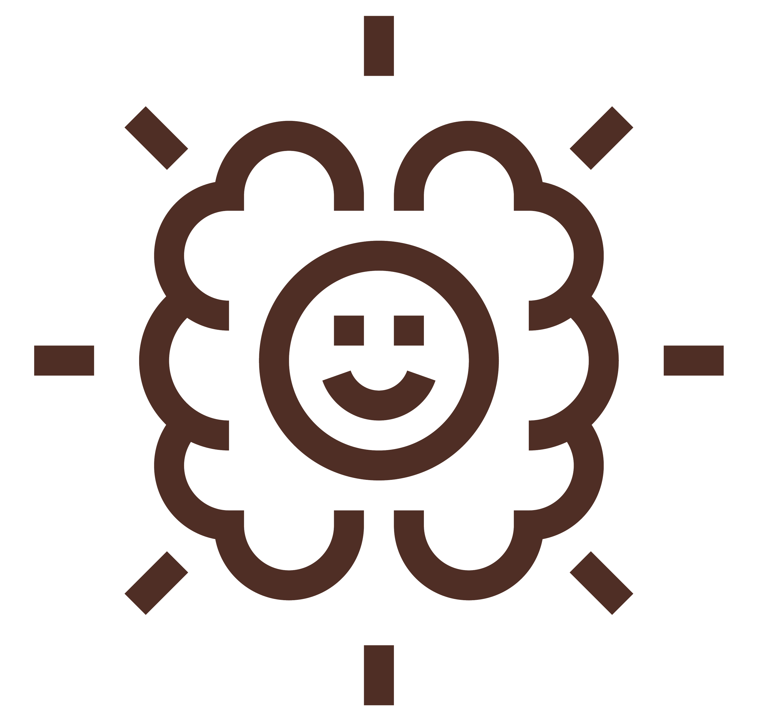 Geometric drawing of an outline square with sections divided by vertical, horizontal, and circle lines.