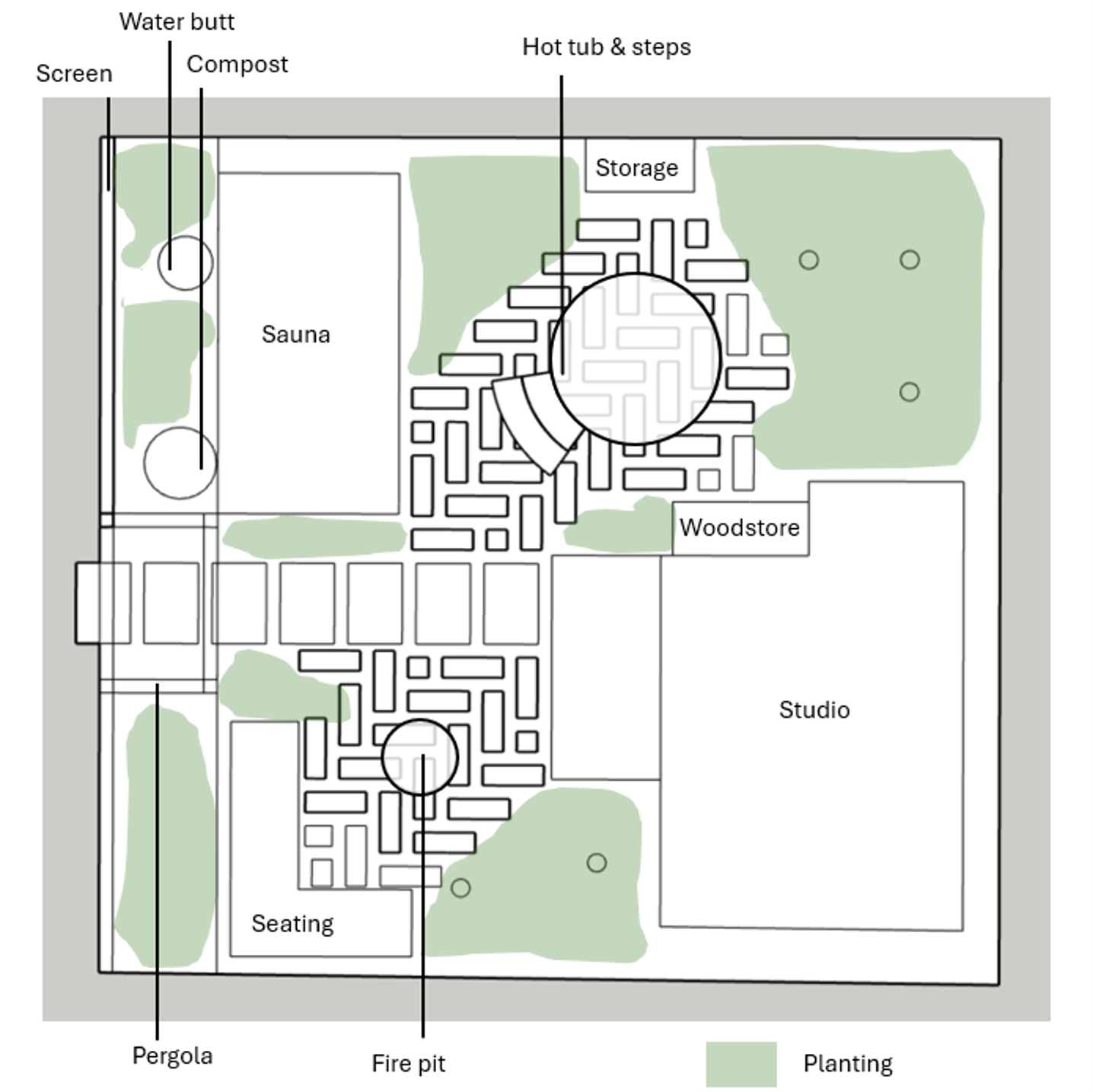 Paving plan in the rest & relaxation area