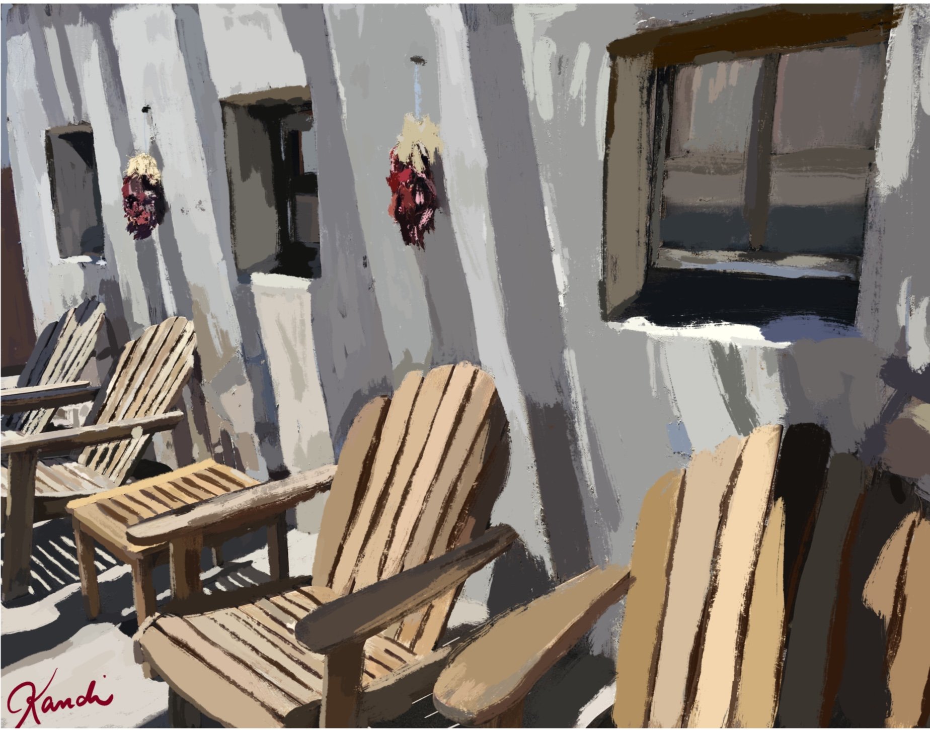 Ristras in the Afternoon - 2025 Digital Painting © Kandi Finney Art 