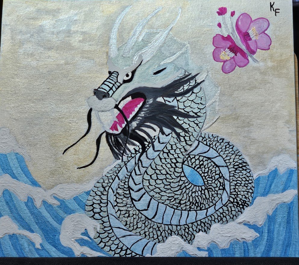 Water Dragon - 2025 Gouche Painting © Kandi Finney Art 