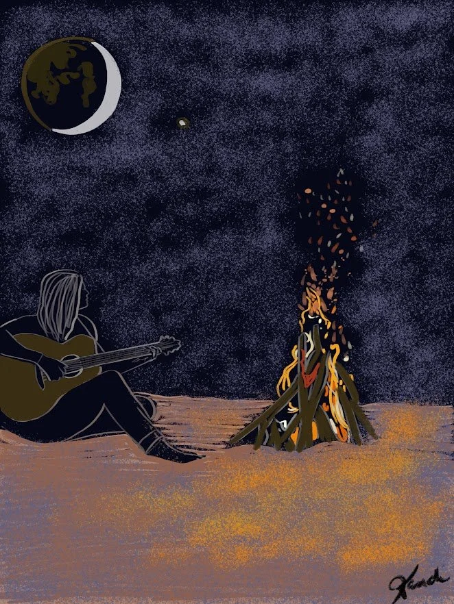 The Night Stole My Song - 2025 Digital Painting © Kandi Finney Art 