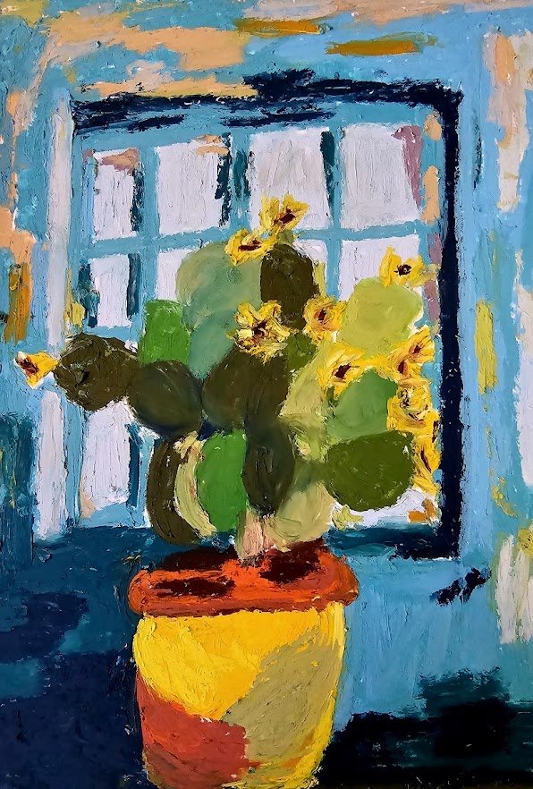 Bloom Against the Blue - 2025 Oil Pastel © Kandi Finney Art 