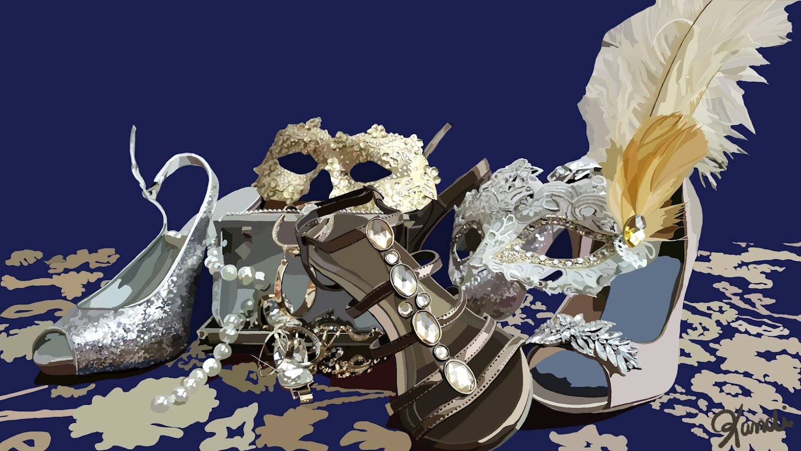 Masquerade of the Ordinary - 2025 Digital Painting © Kandi Finney Art 