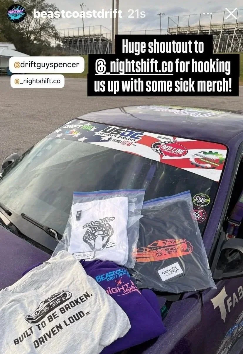 Beastcoastdrift team out of Florida repping nightshift