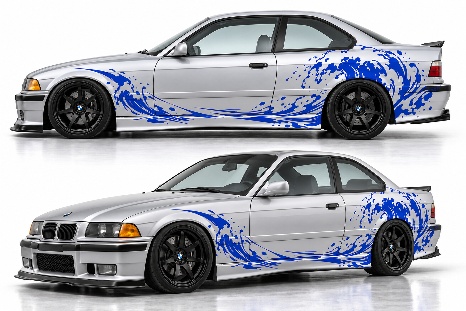 Silver BMW E36 with Blue Wave Livery.png