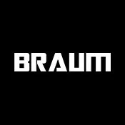 Black background with the white text 'BRAUN' in the center