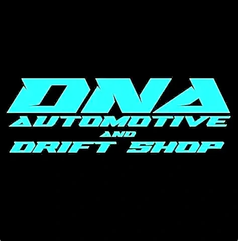 Logo for DNA Automotive and Drift Shop in blue text on black background.