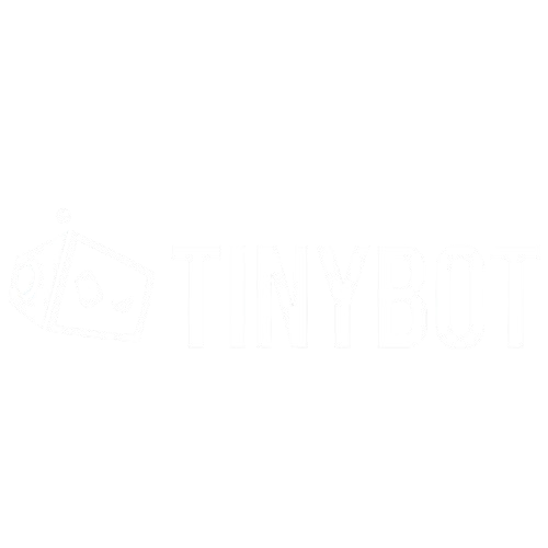 Logo of Tinybot with a smiling robot face to the left of the text 'TINYBOT' on a black background.