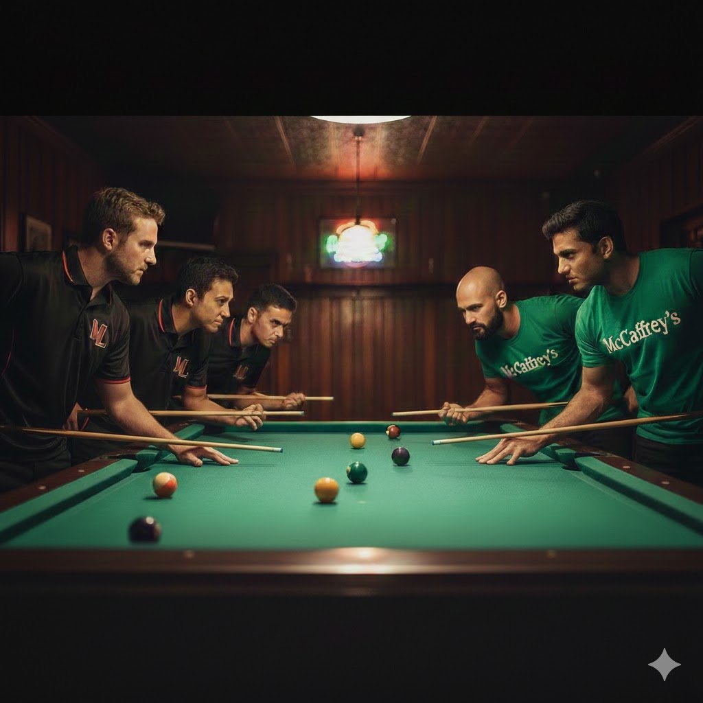 TONIGHT. THE THURSDAY NIGHT FINALS (Week 1). 🏆

The wait is over. Tonight, the heavy hitters of the Thursday Night Pool League face off for the ultimate borough bragging rights.

Team McLoughlin&rsquo;s is heading over to @@mccaffreyburke  to settle