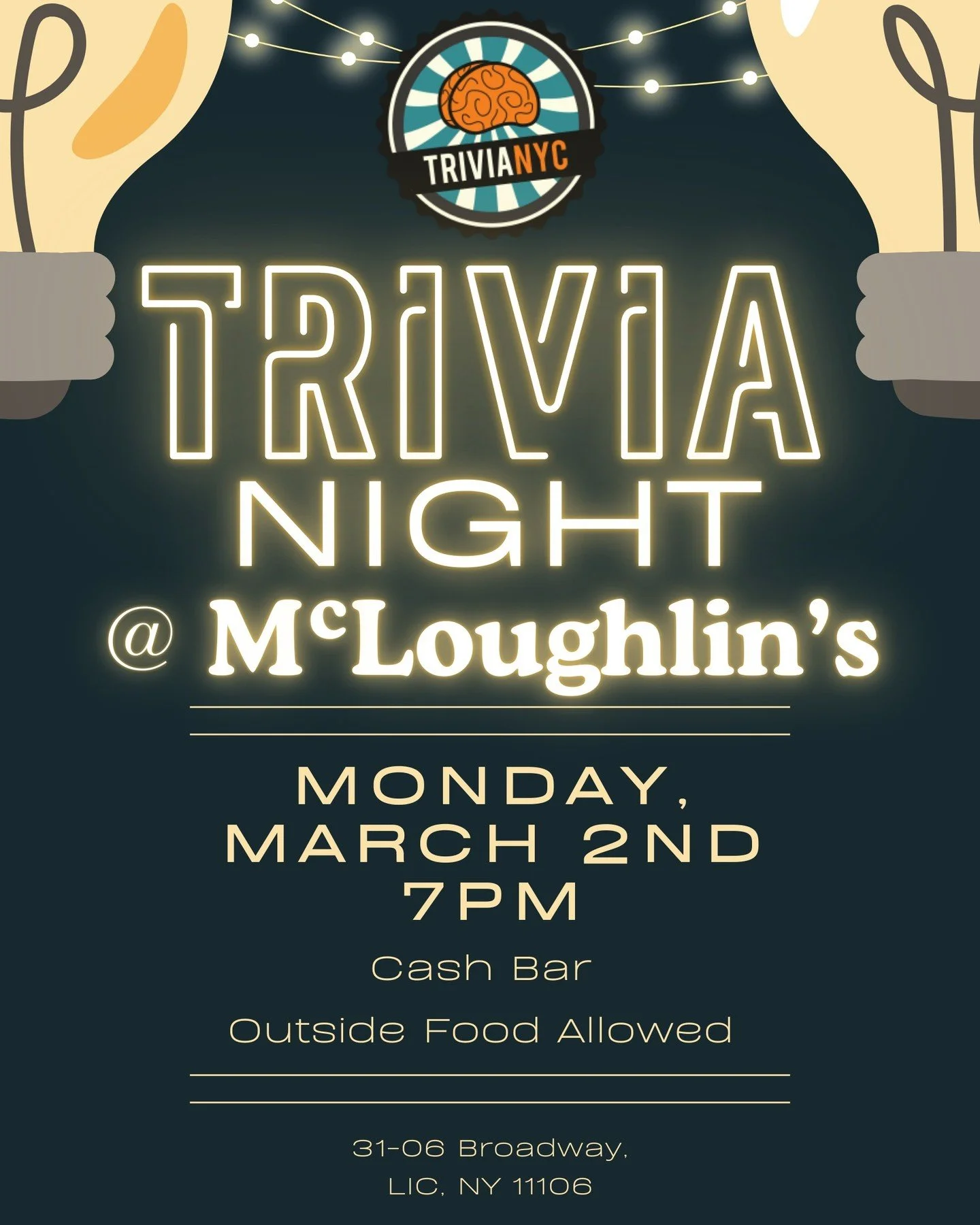 One week from today, the board is set. Get ready for Trivia Night on March 2nd at McLoughlin's!

We&rsquo;ve teamed up with the legends at @trivianyc to bring you a night of high-stakes questions, fast rounds, and the best atmosphere on Broadway. Whe