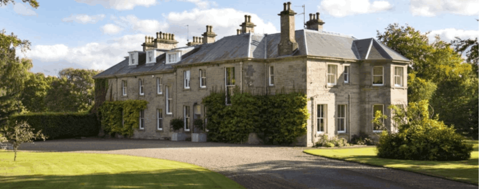 Historic estate home with large driveway in Scottish Borders