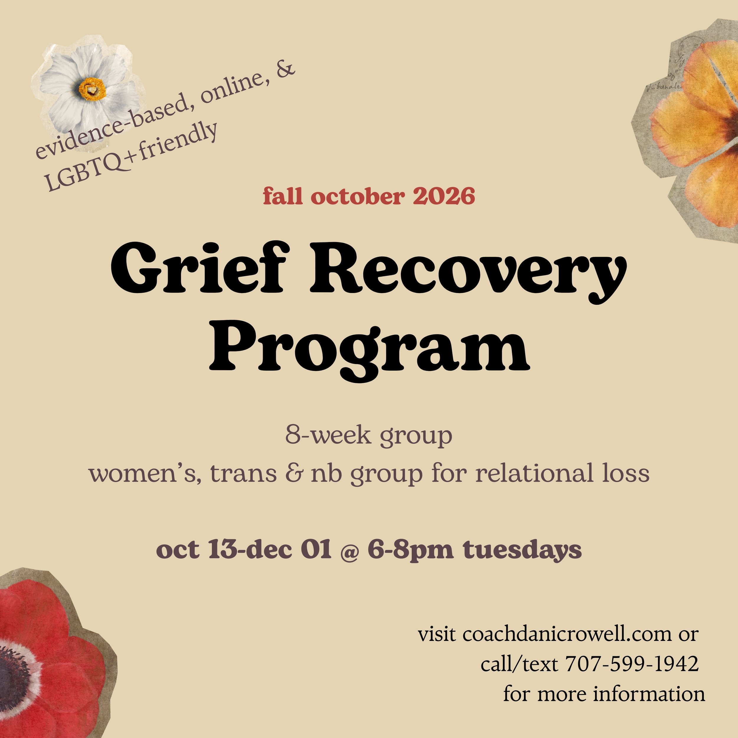 8-week group starting October 13, 2026 running Tuesdays until December 1st. If you or anyone you know might be interested I still have some spots open. Visit the link on the flyer or in bio for details 🦋