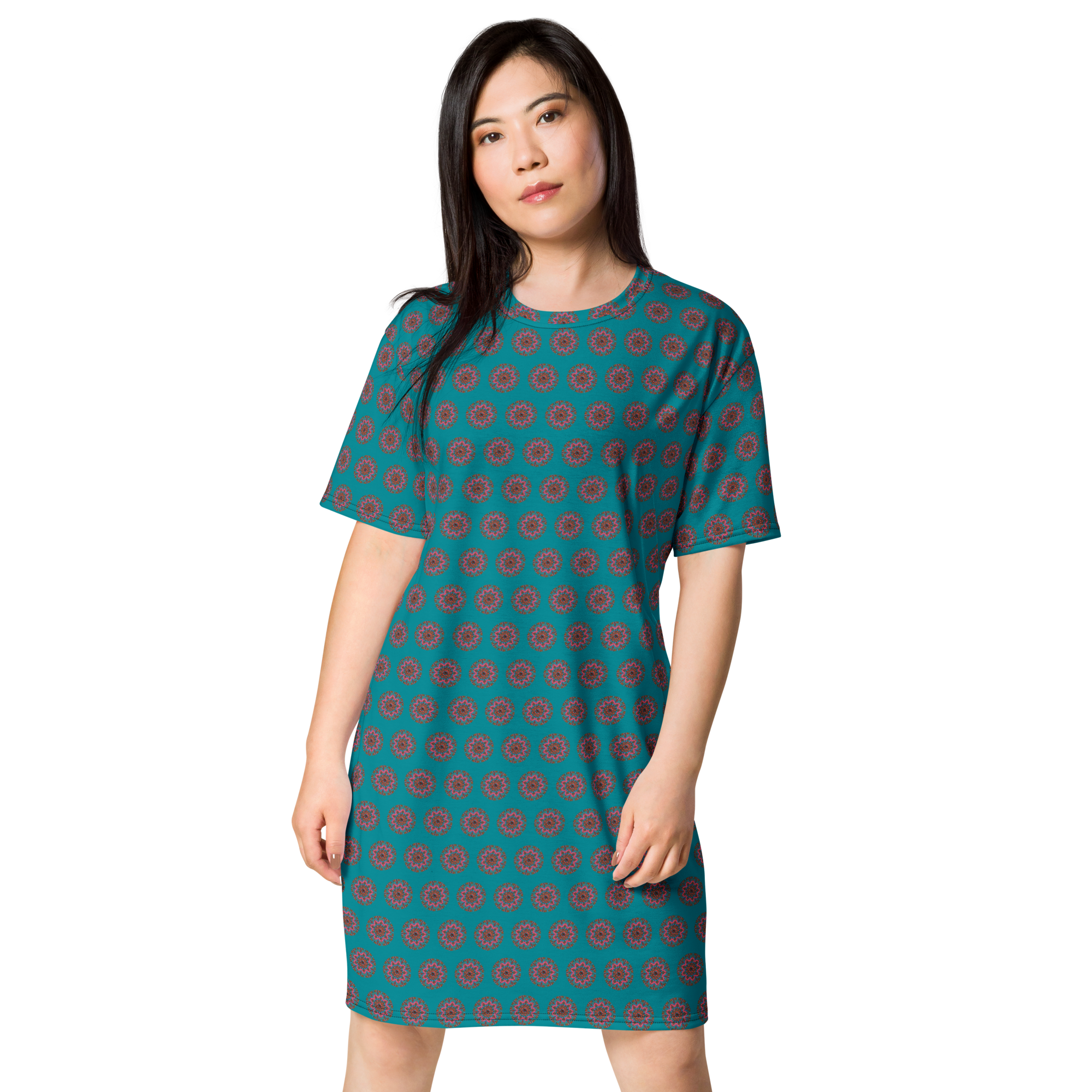 Susan Mandala T-shirt dress turquoise