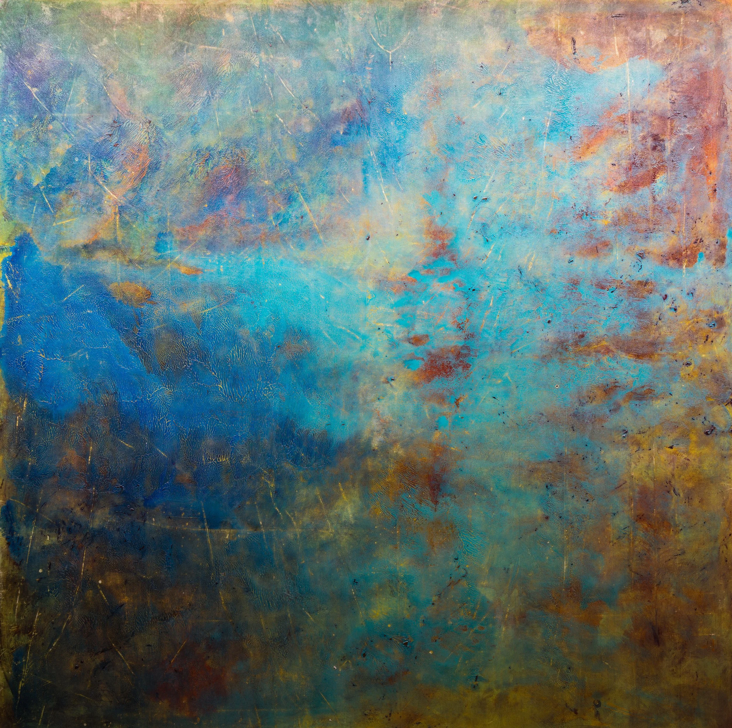 Presence of Water
88 x 88 in. (1.5 in. depth)
Medium: Acrylic, iron oxide pigments from acid mine drainage, Appalachian coal, mixed media and other artists colors on stretched canvas
2025