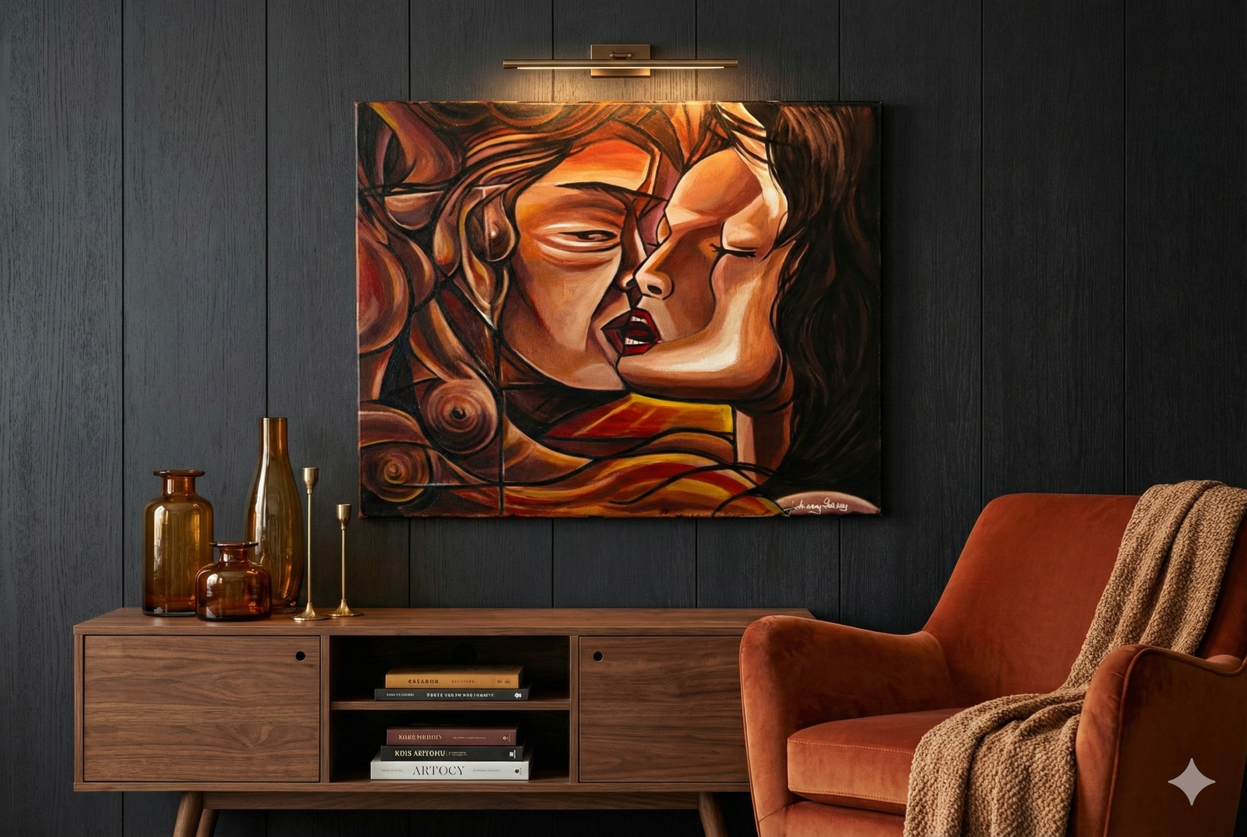 Original acrylic painting "Geometry of Passion" (50x40cm) on canvas by Emotie si Arta.