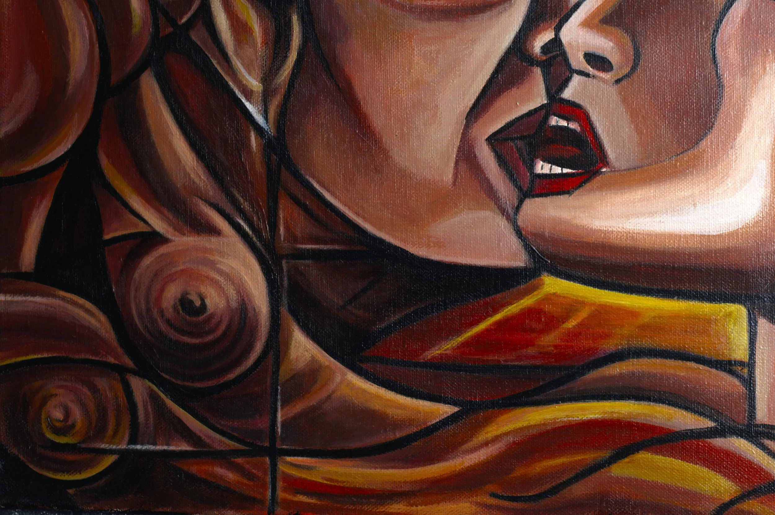 The original acrylic painting "Geometry of Passion" displayed in a modern interior decor.