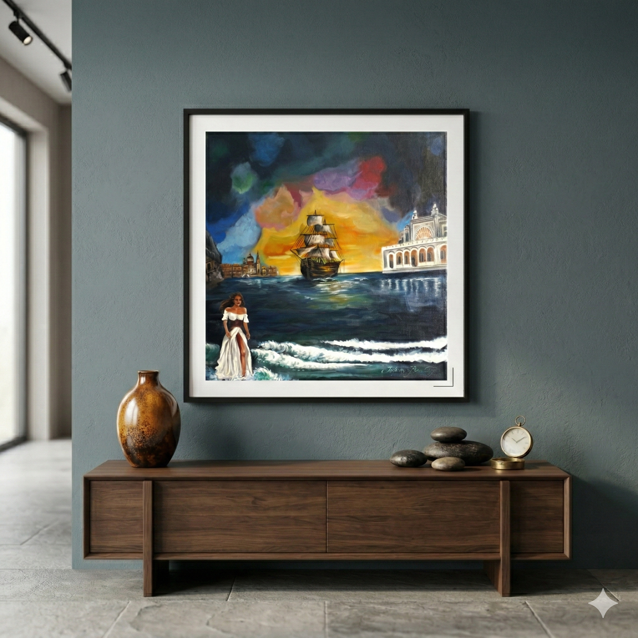 Discover "From Constanta To Valletta", an original 40x40 cm acrylic painting. A highly detailed maritime artwork, signed and complete with a Certificate of Authenticity. Shop