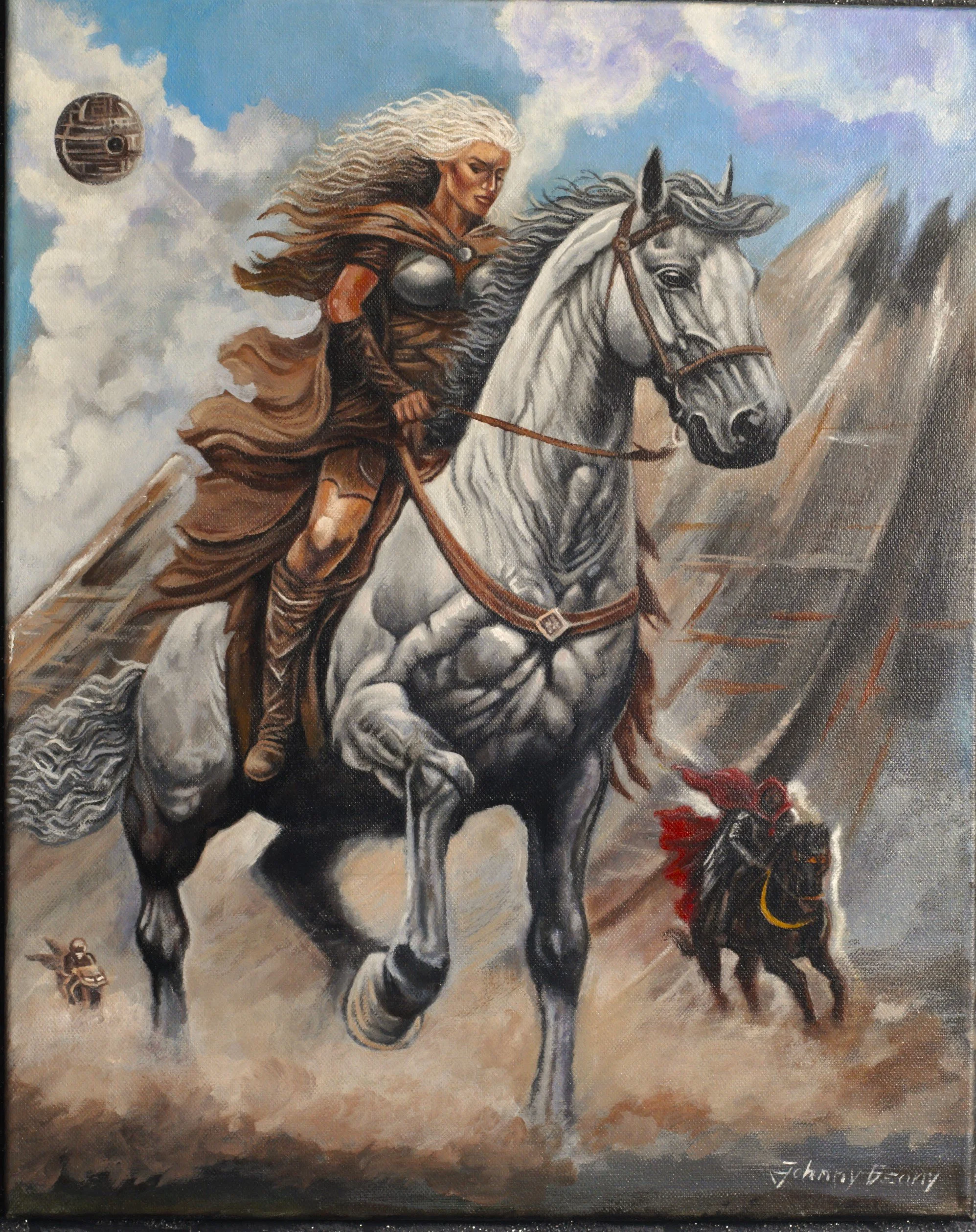 Texture detail of the original acrylic on canvas painting "Silver Pursuit" by Emotie si Arta.