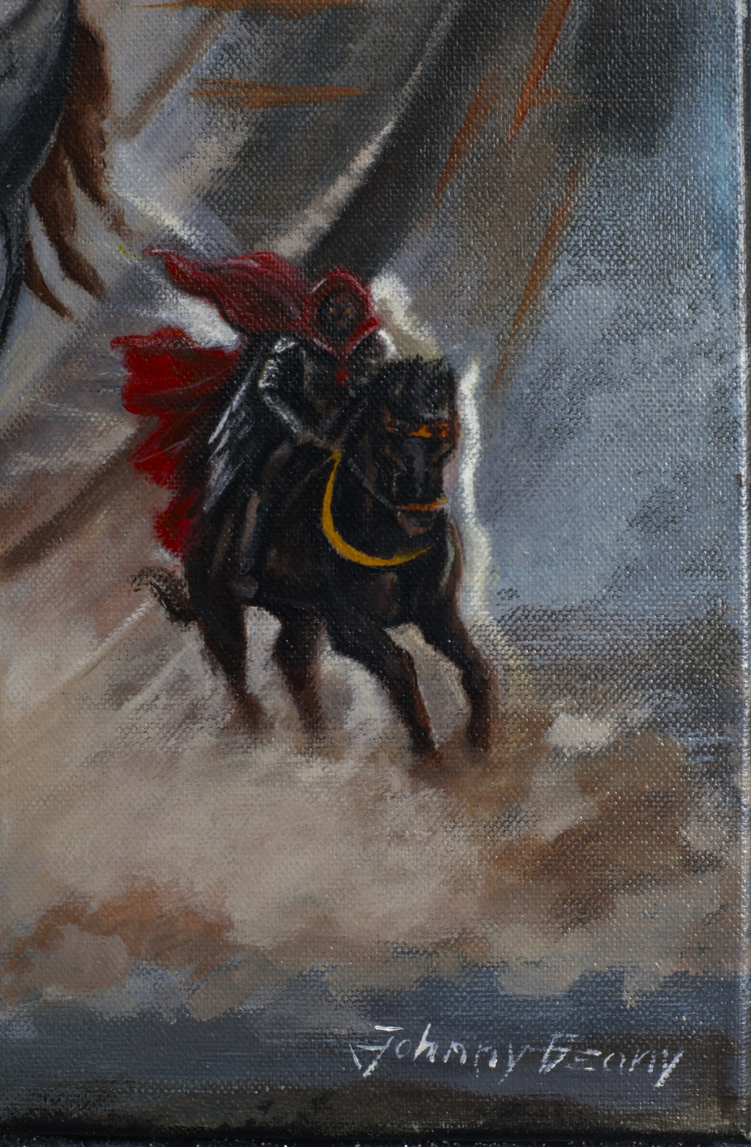 Texture detail of the original acrylic on canvas painting "Silver Pursuit" by Emotie si Arta.