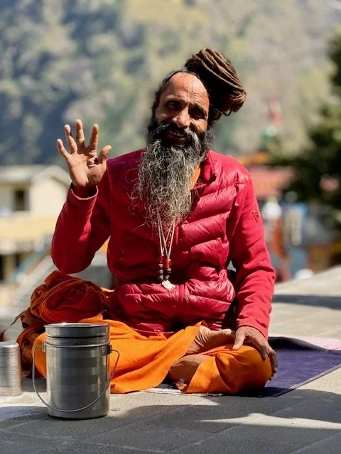 A man with a long beard and dreadlocks, sage, yogi Vrindavan yogi rishikesh ohmat travel himalaya debbie liladhar yoga bhakti india