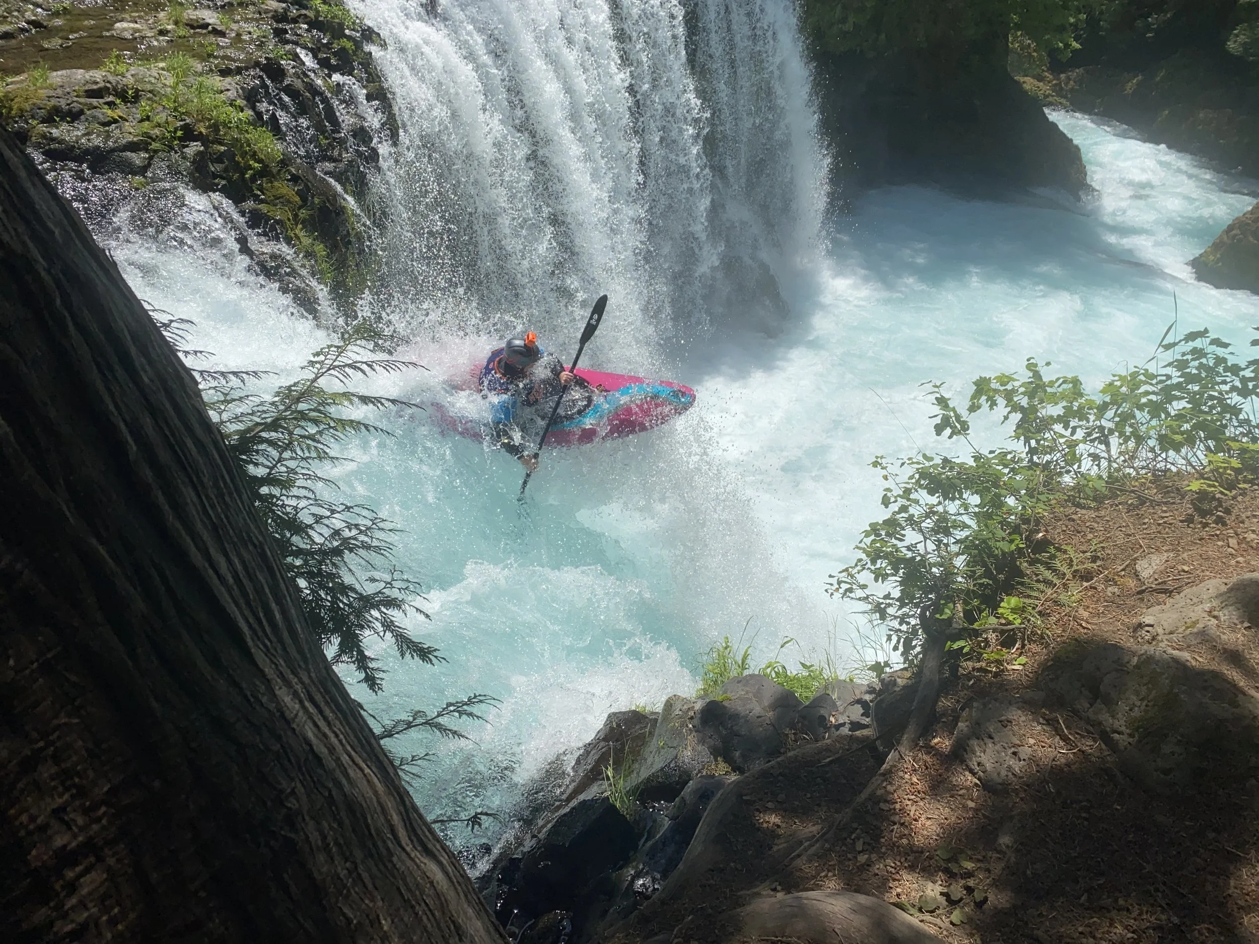 Bobby Miller runs Spirit Falls on the Little White Salmon River, Washington. Kayak Whitewater