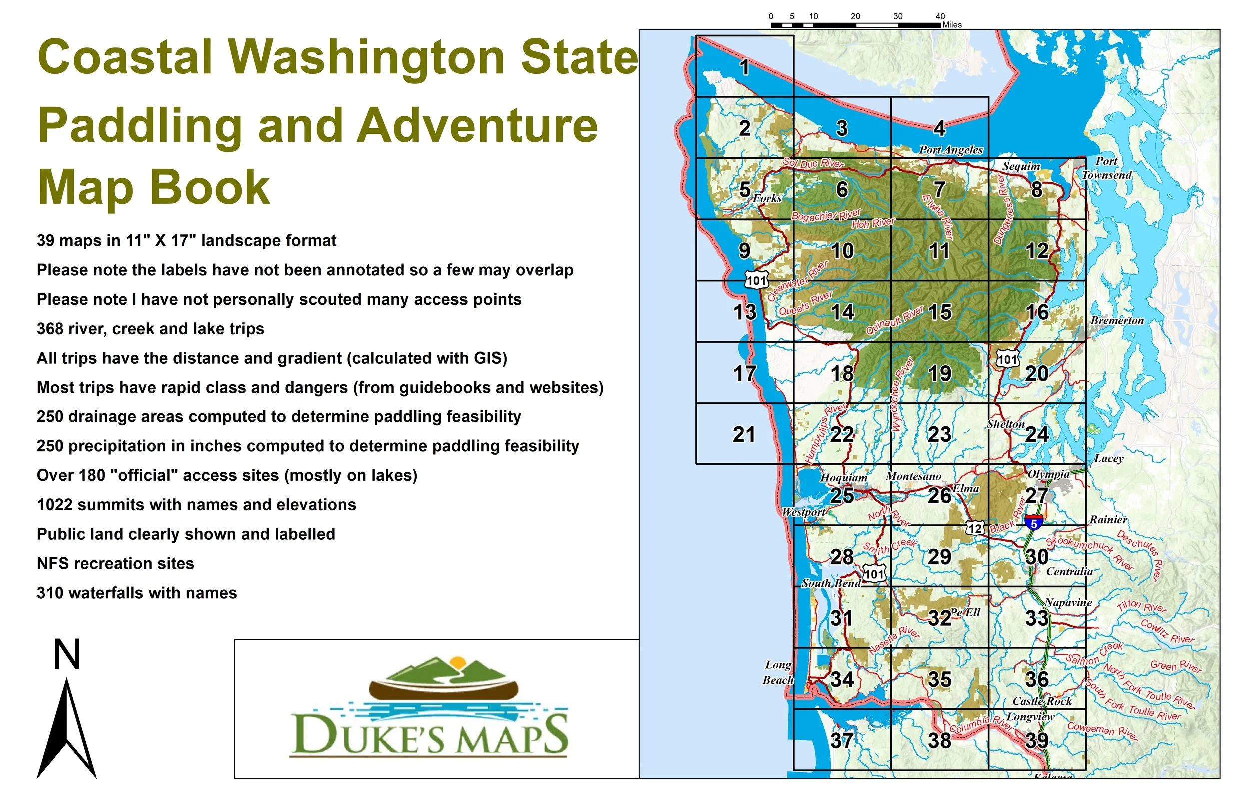 Coastal Washington State Paddling and Adventure Map Book