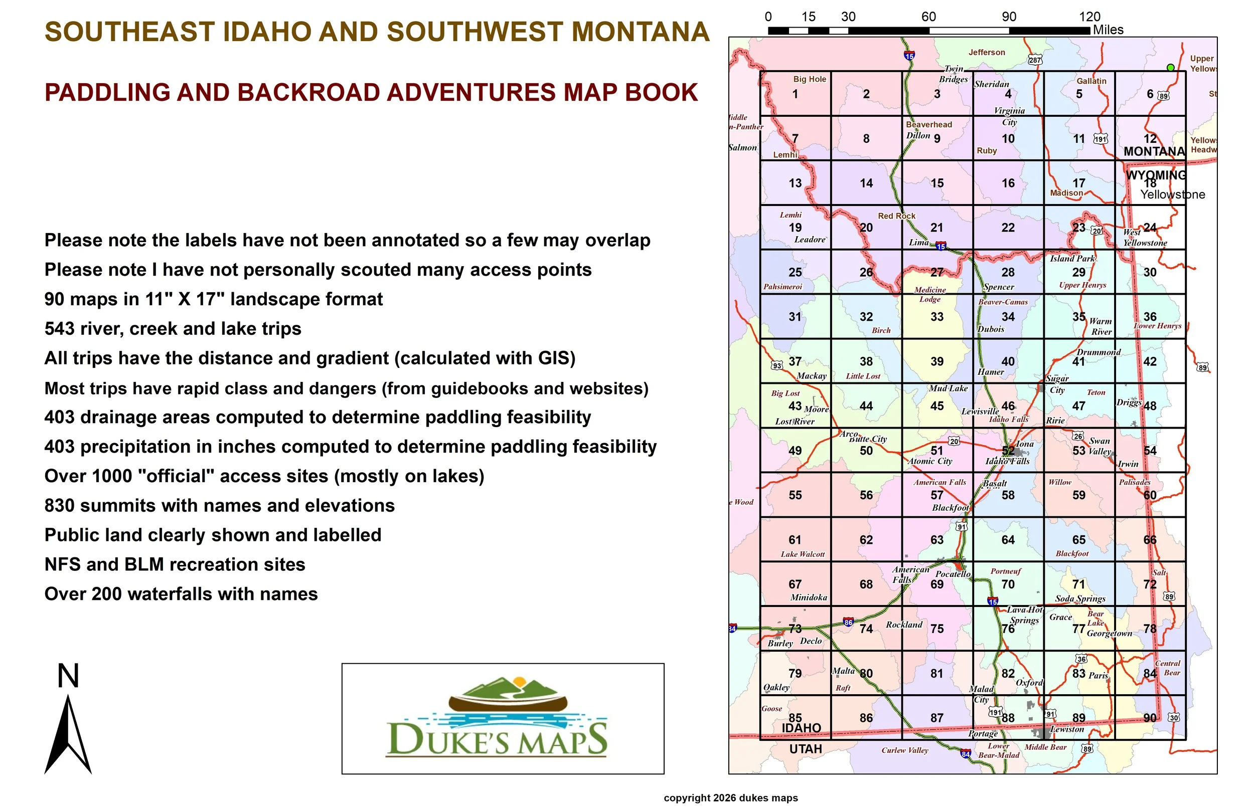 SOUTHEAST IDAHO AND SOUTHWEST MONTANA PADDLING AND BACKROAD ADVENTURES MAP BOOK