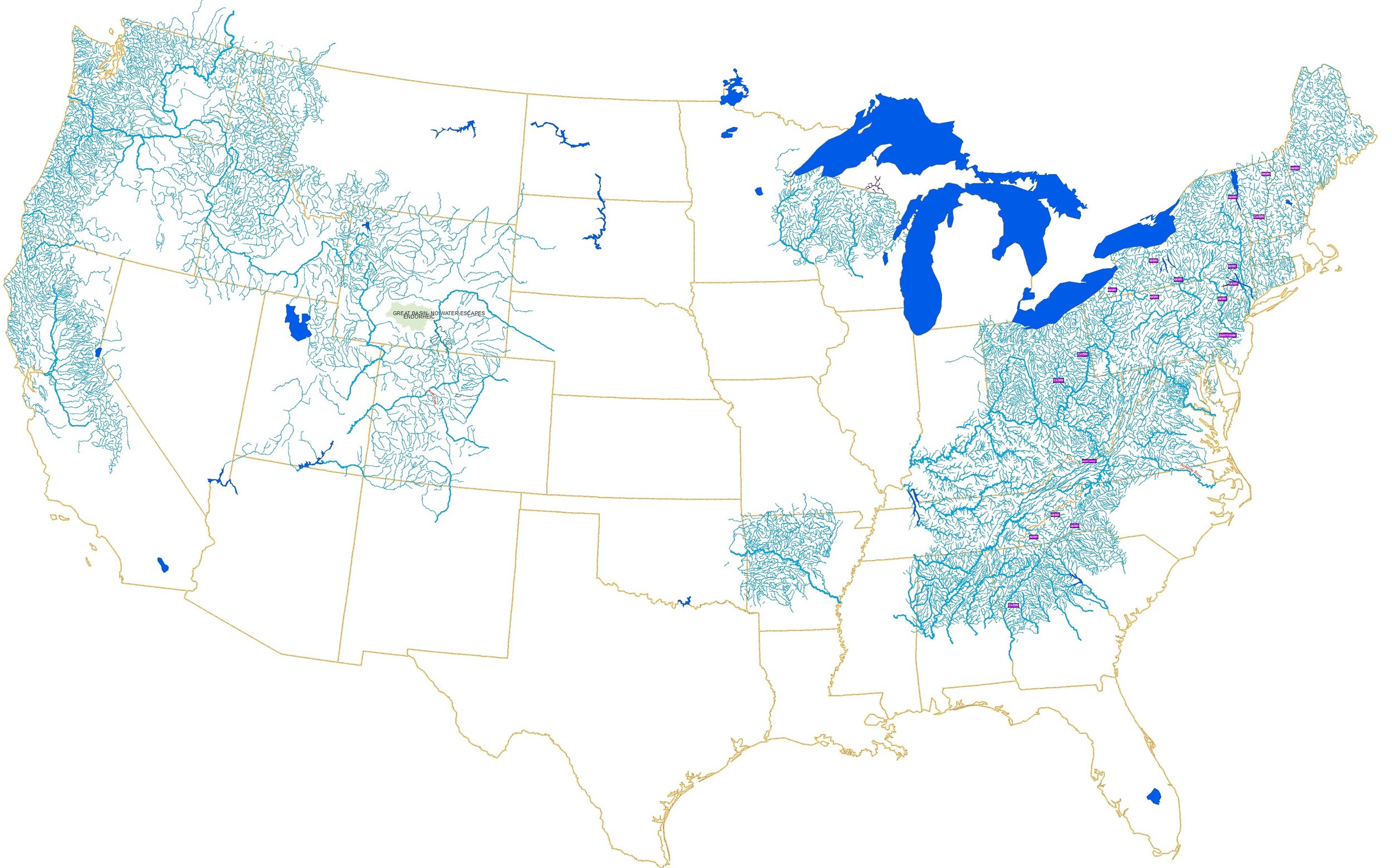Every blue line indicates a paddleable stream or riverle