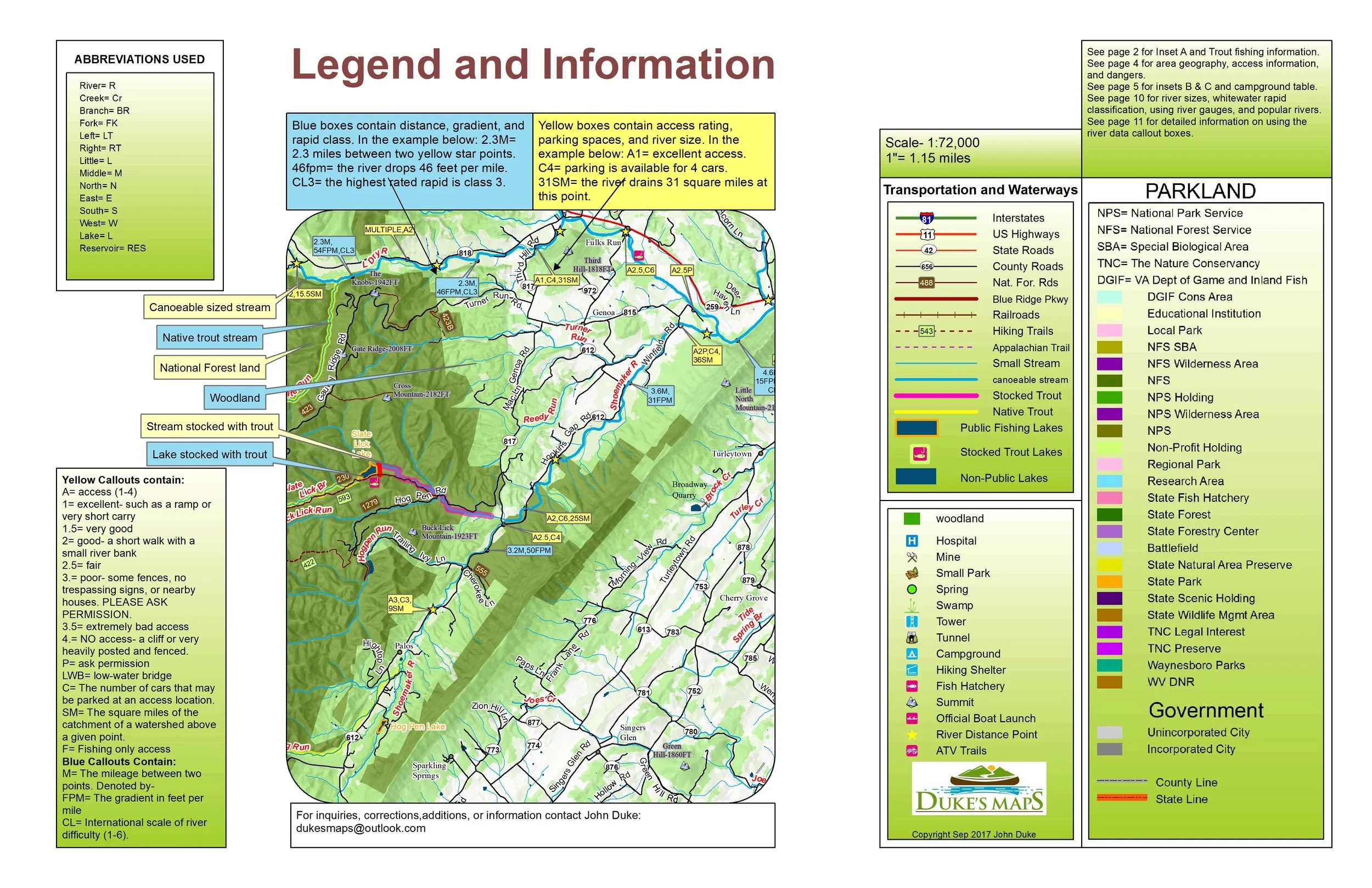 SHENANDOAH RIVER WATERSHED LEGEND