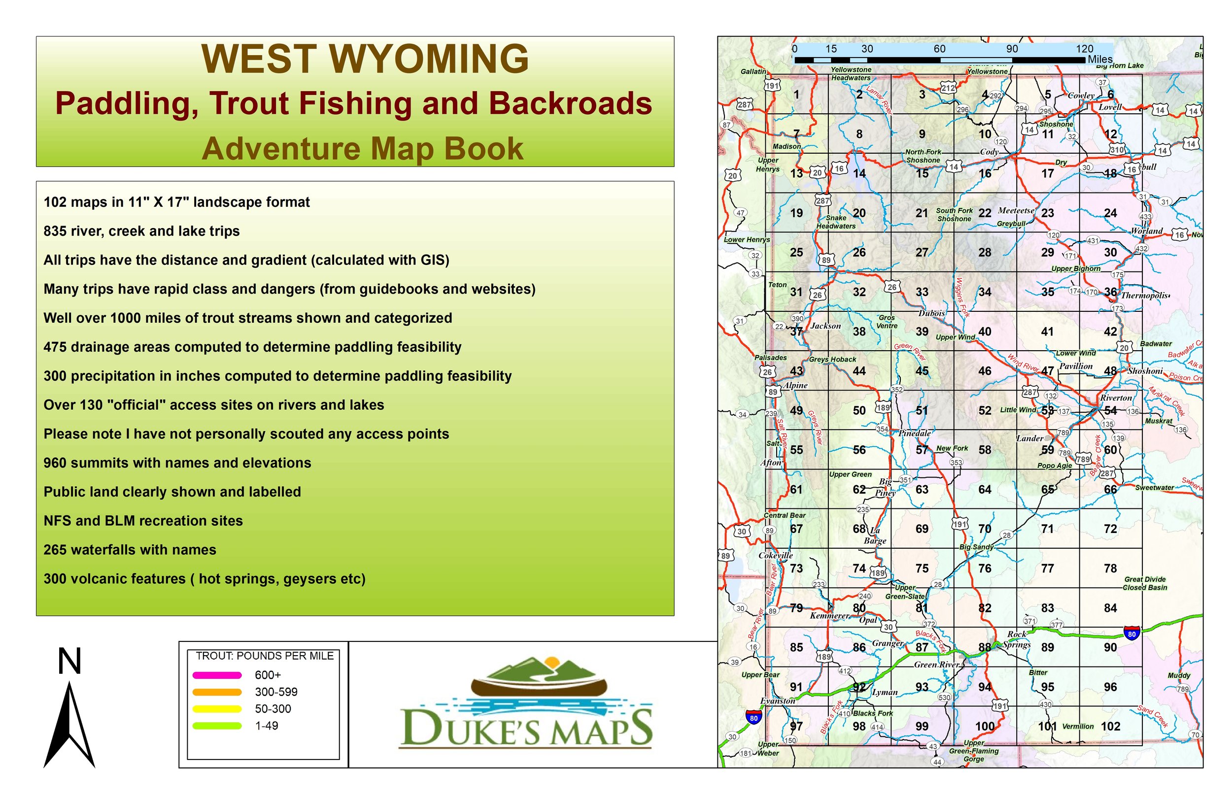 WEST WYOMING- Paddling, Trout Fishing and Backroads Adventure Map Book