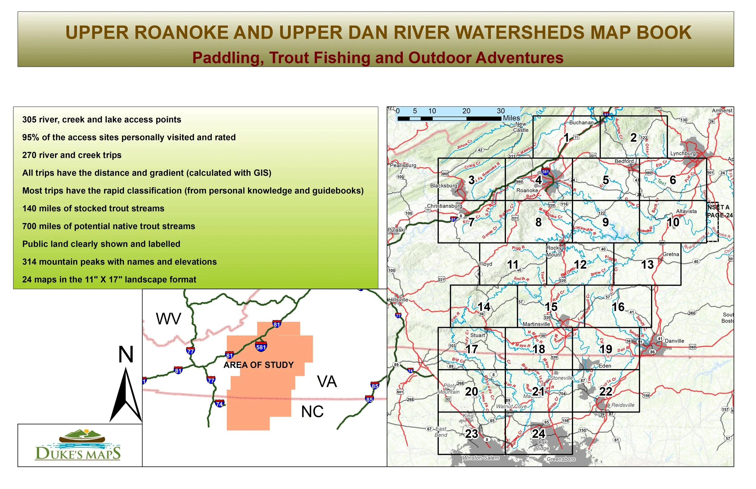 UPPER ROANOKE AND UPPER DAN RIVER WATERSHEDS MAP BOOK