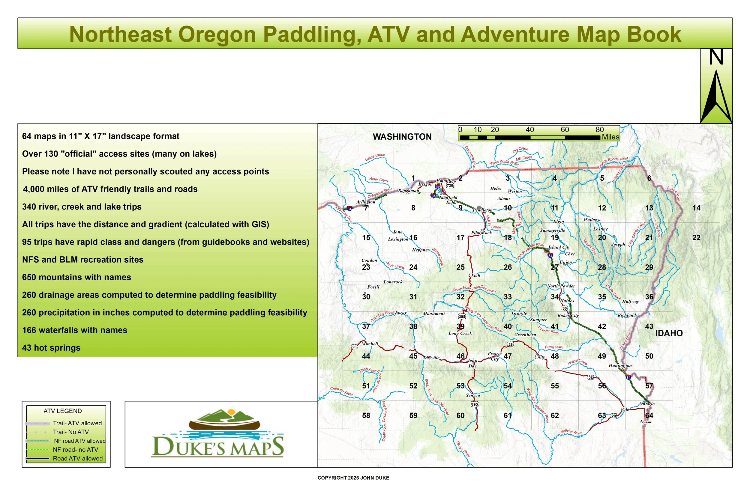 Northeast Oregon Paddling, ATV and Adventure Map Book