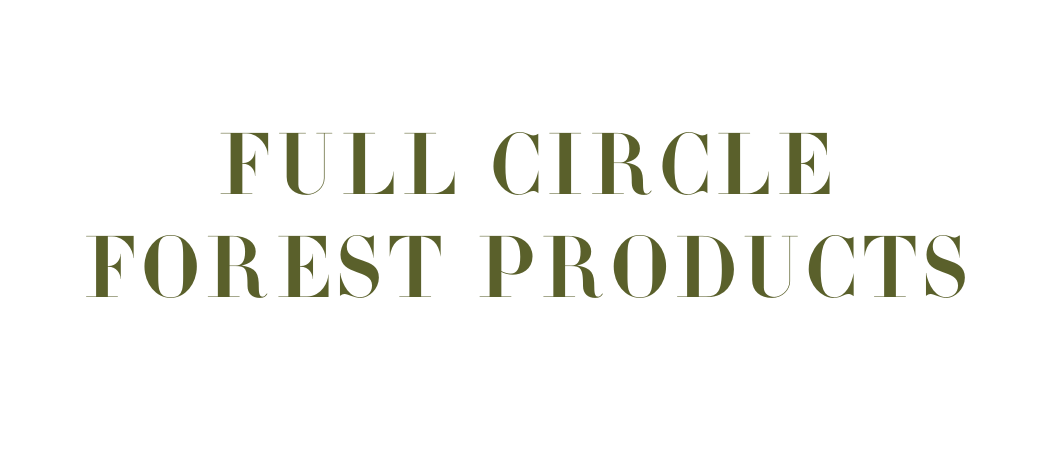 Text reading 'Full Circle for Forest Products' on a black background