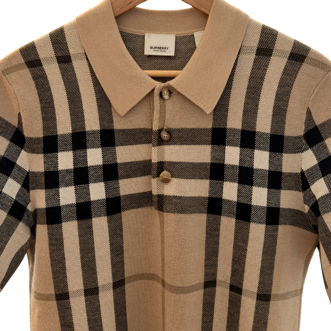Burberry Check Knit Polo Top