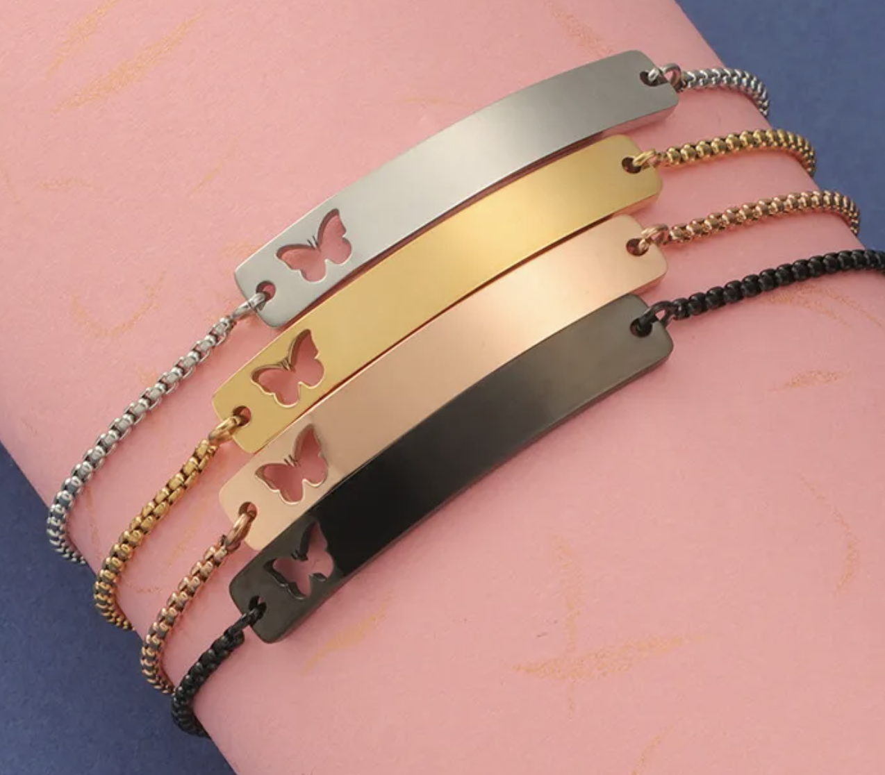 Personalized Butterfly Engraved Bracelet