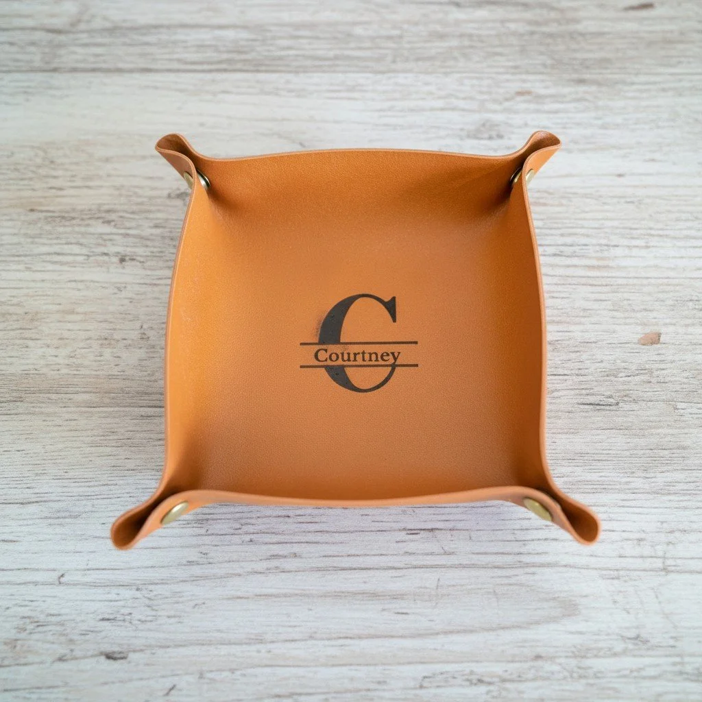 Personalized Leather Valet Tray