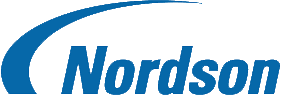 Nordson logo in blue text with a curved line above