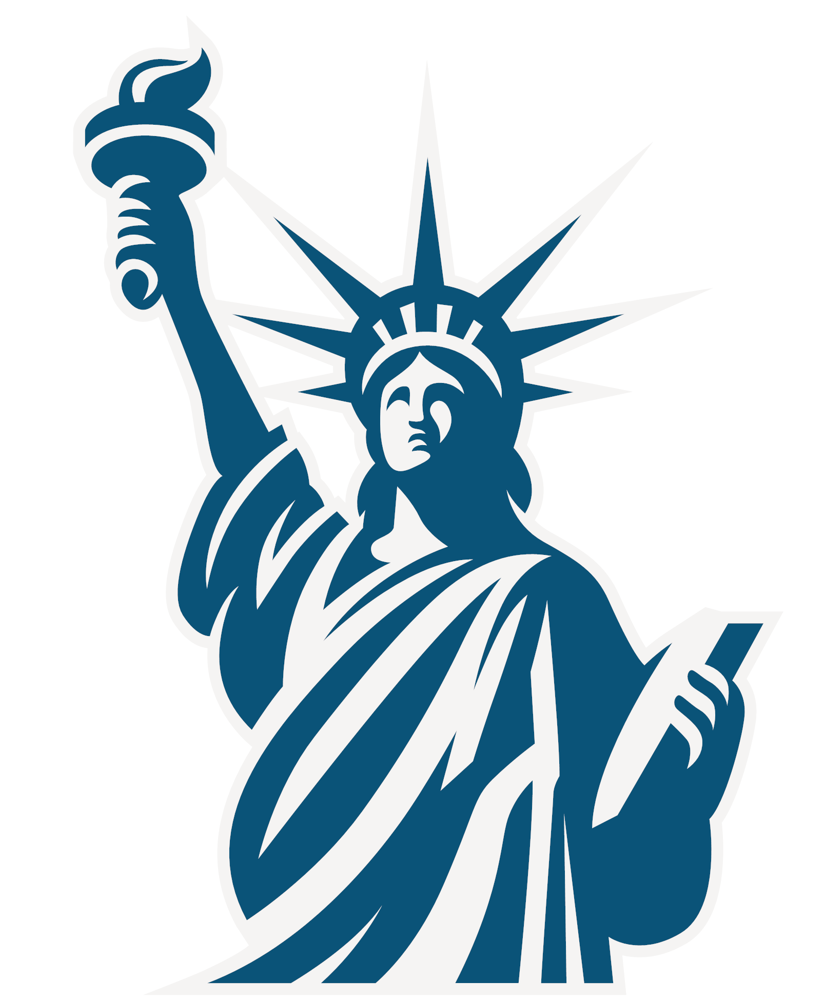 Stylized image of the Statue of Liberty with a black background.