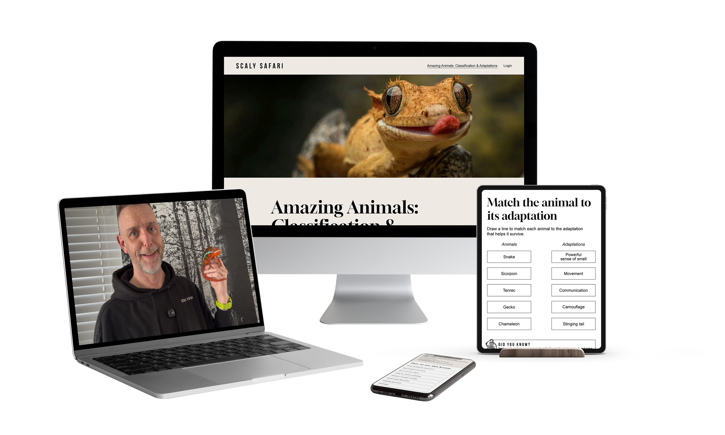 Digital KS2 science lesson displayed on laptop, tablet, and phone for instant access