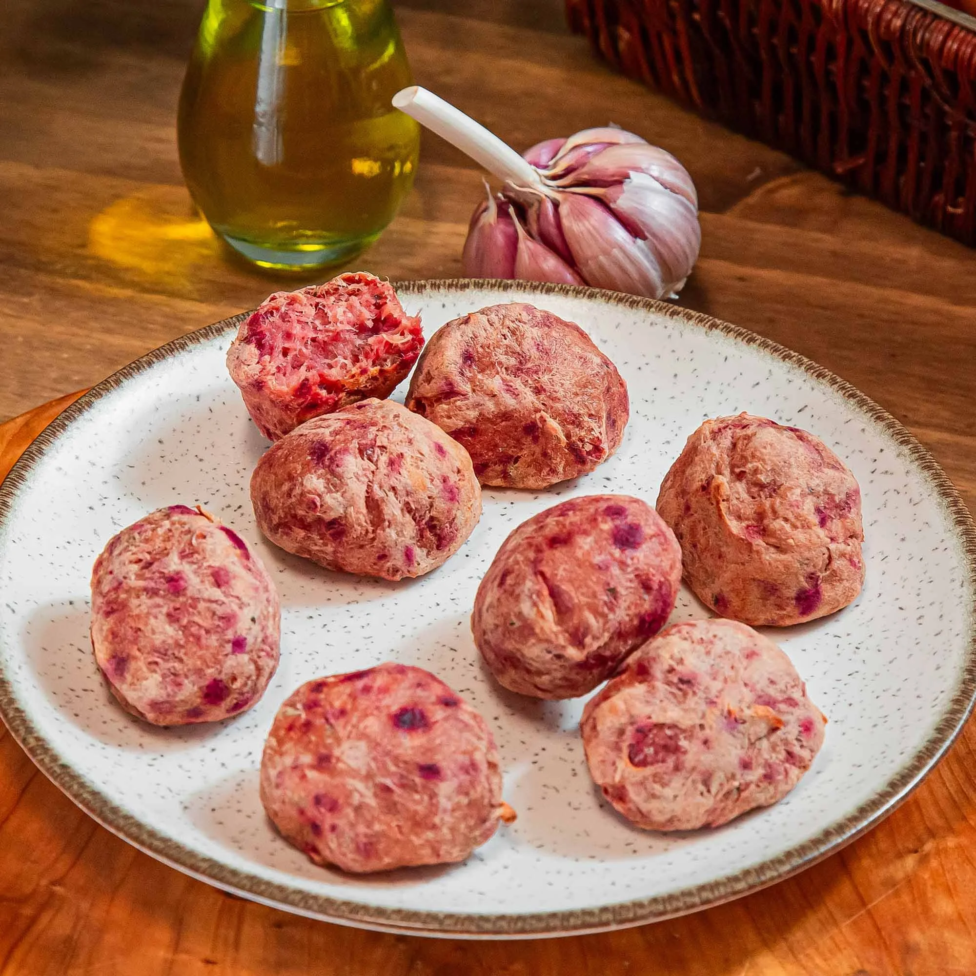 Bolinho de Beterraba com Frango