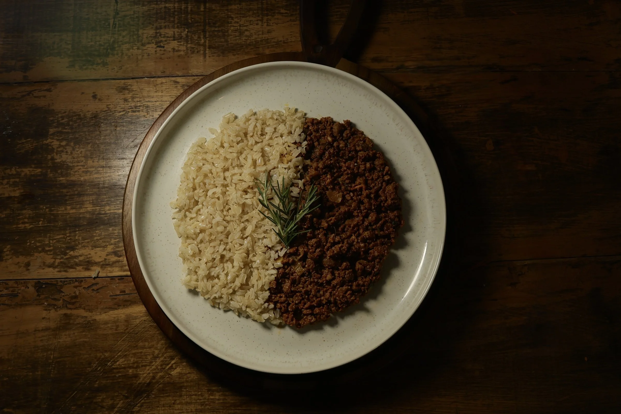 Arroz Integral com Patinho Moido