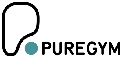 PureGym logo with stylized ear outline and teal dot followed by the text PUREGYM
