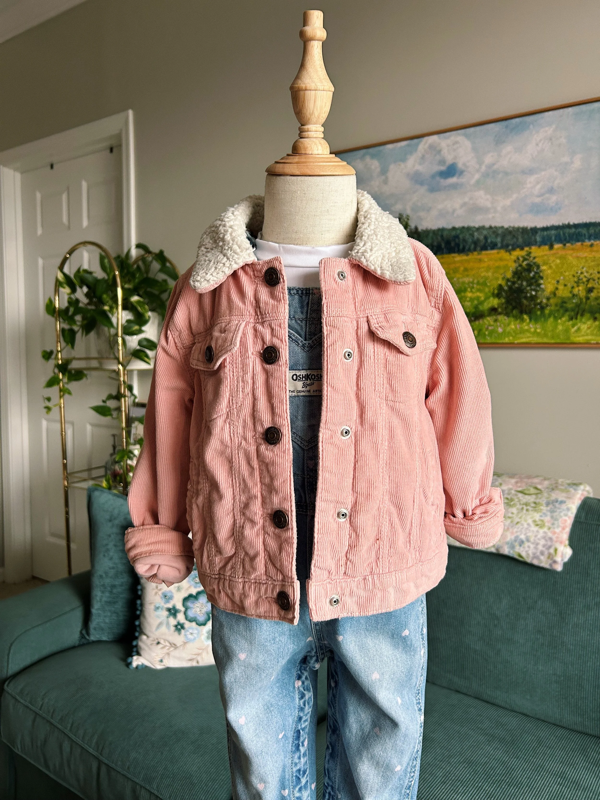 OshKosh Light Pink Corduroy Jacket with Sherpa Collar