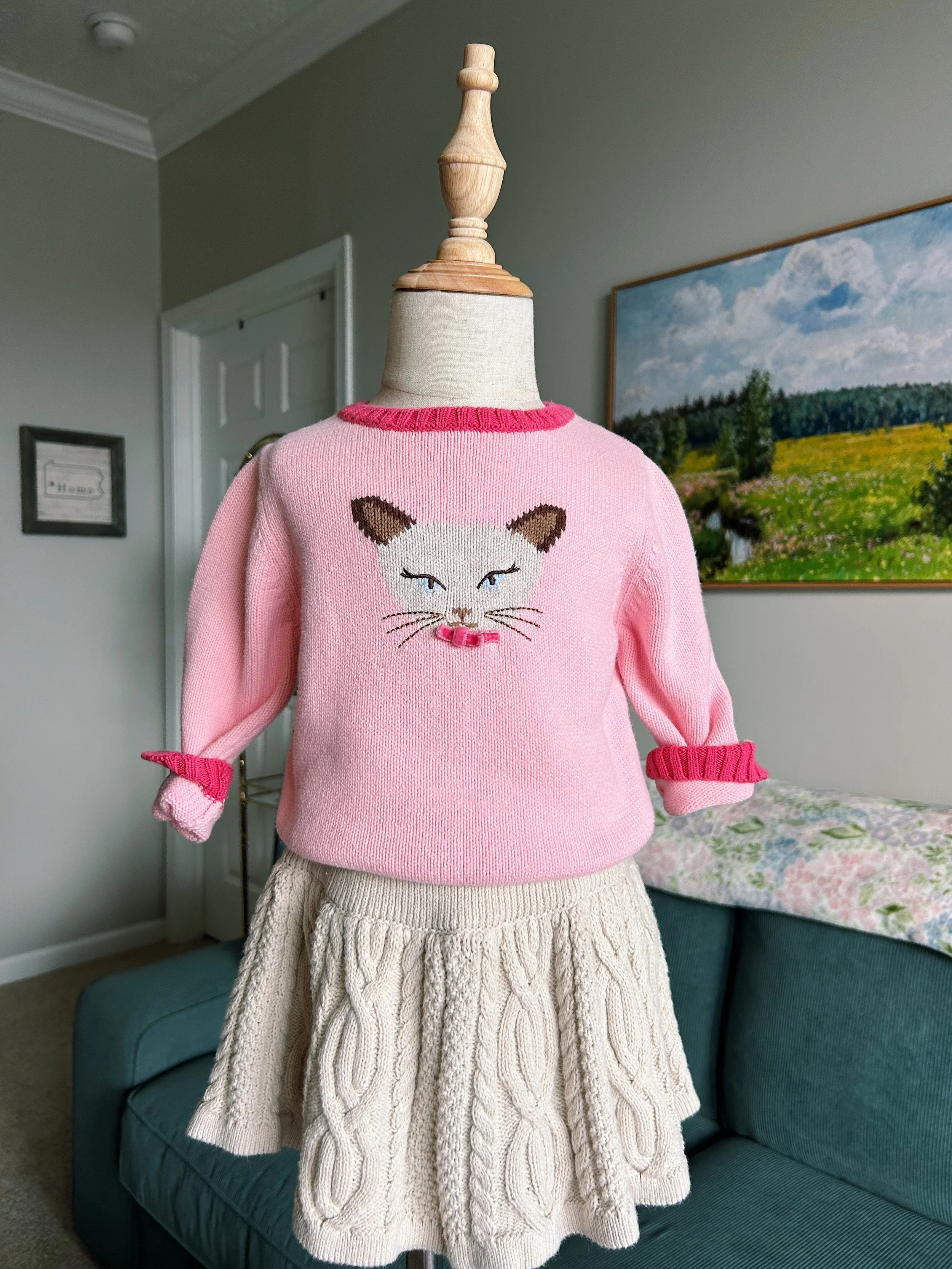 Vintage Pink Siamese Cat Sweater