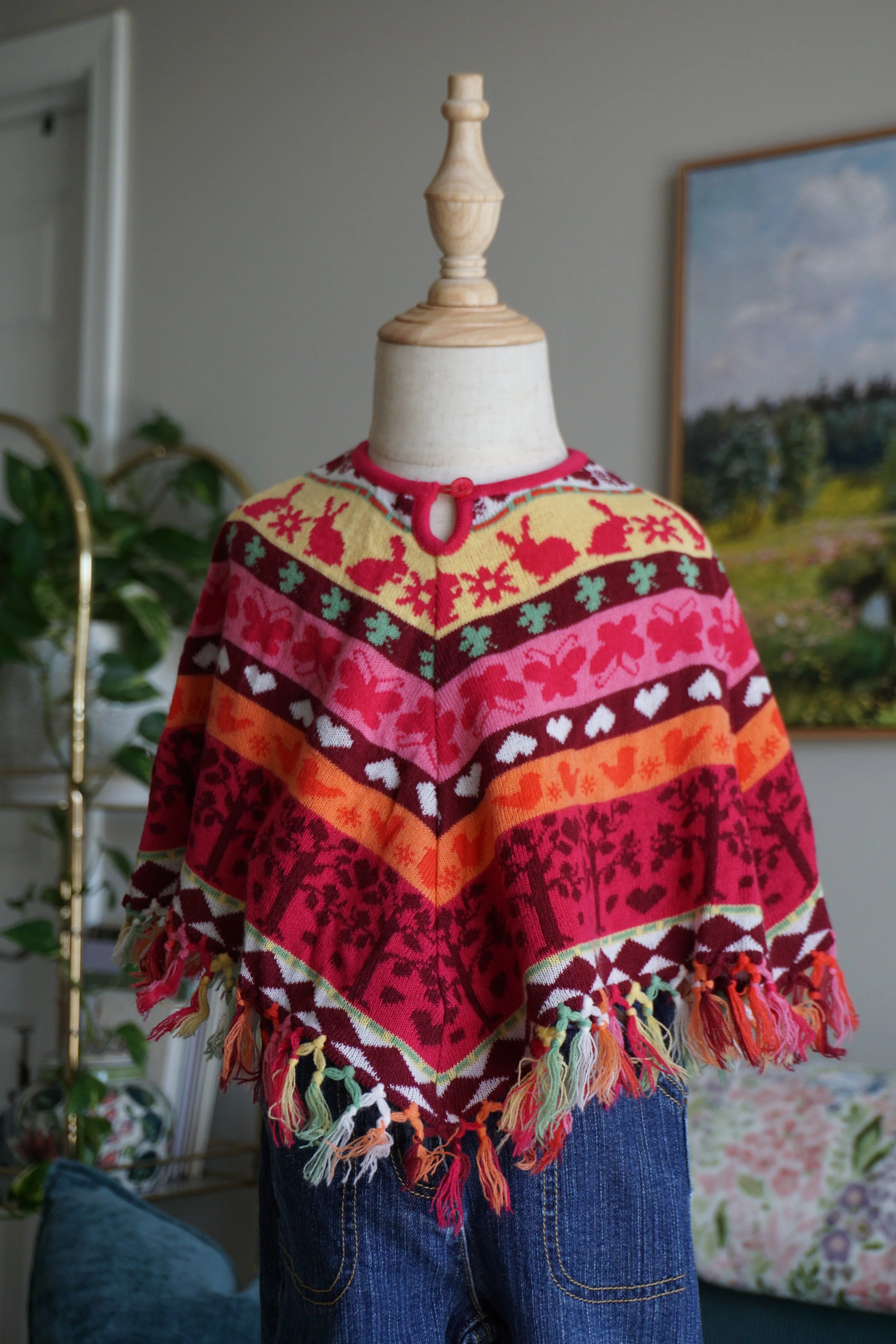 Animal Print Fringe Poncho