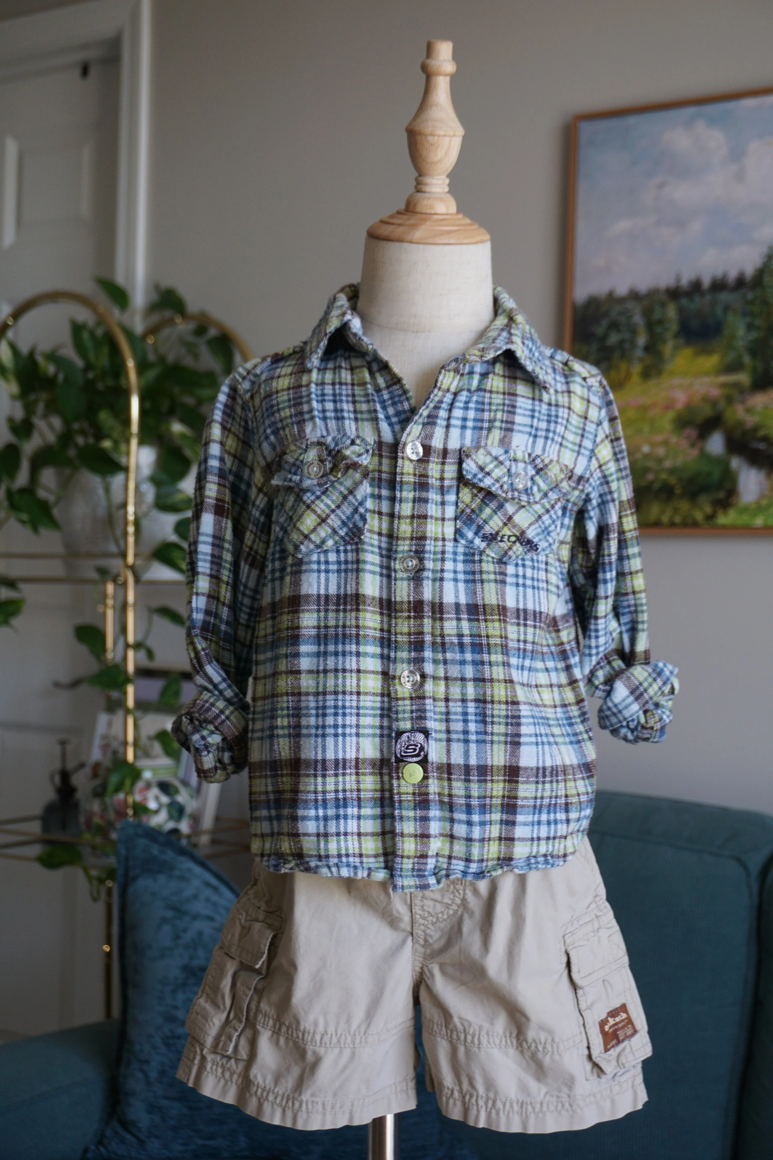 Y2K Skechers Plaid Button-Up