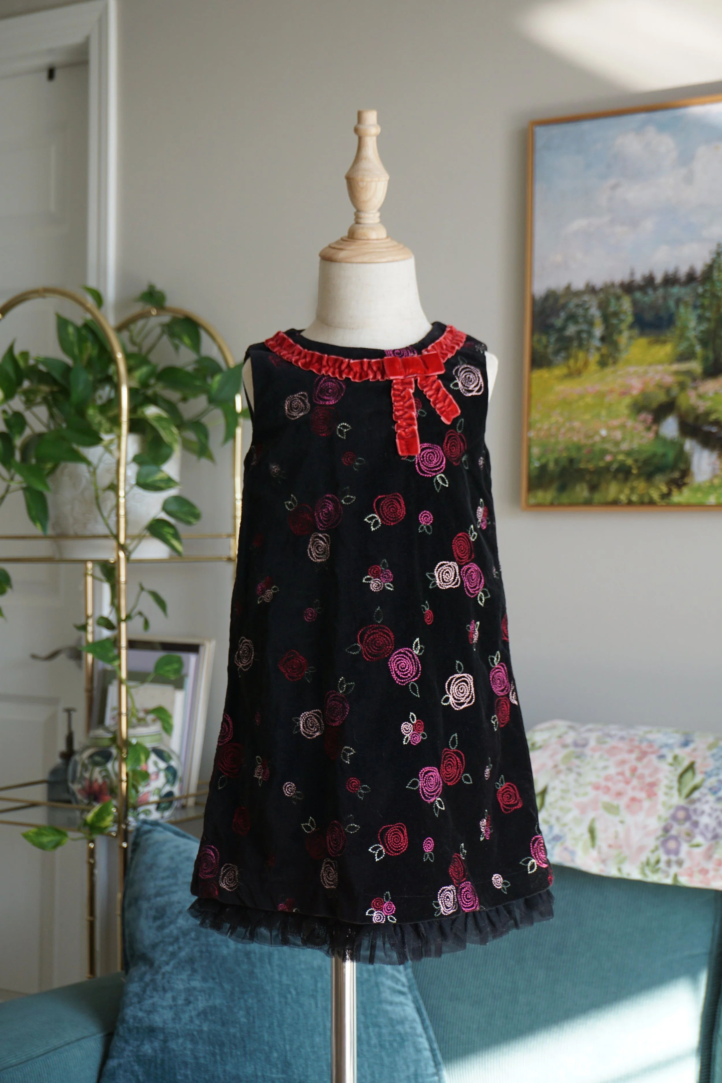 Y2K Velvet Floral Dress