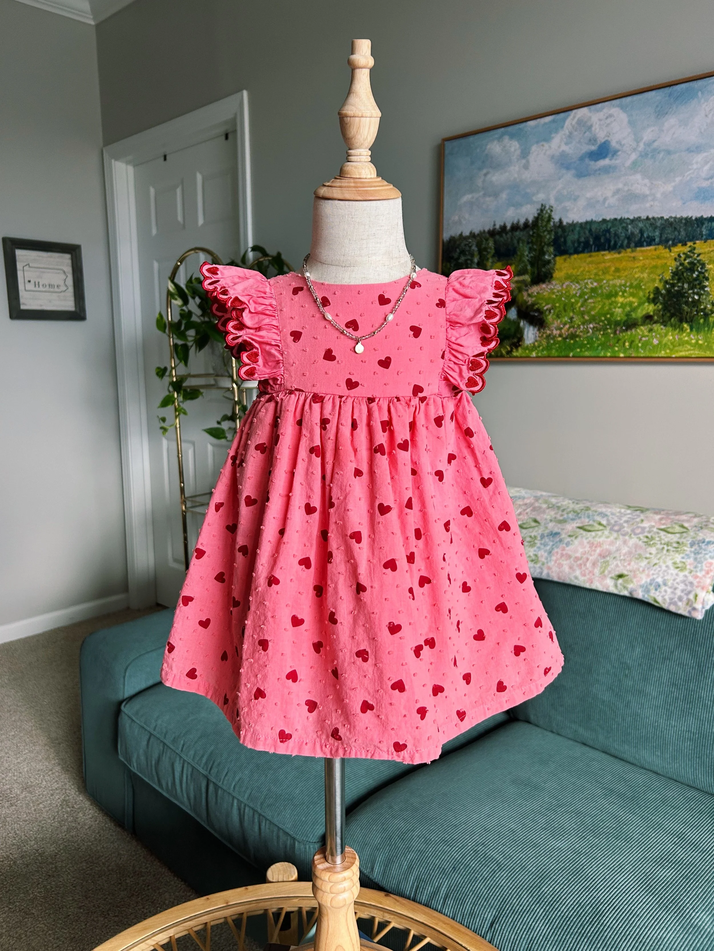 Vintage Heart Print Dress